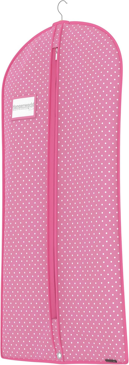 Hangerworld Breathable Clothes Cover 152 cm Pink/White Polka Dot Clothes Cover