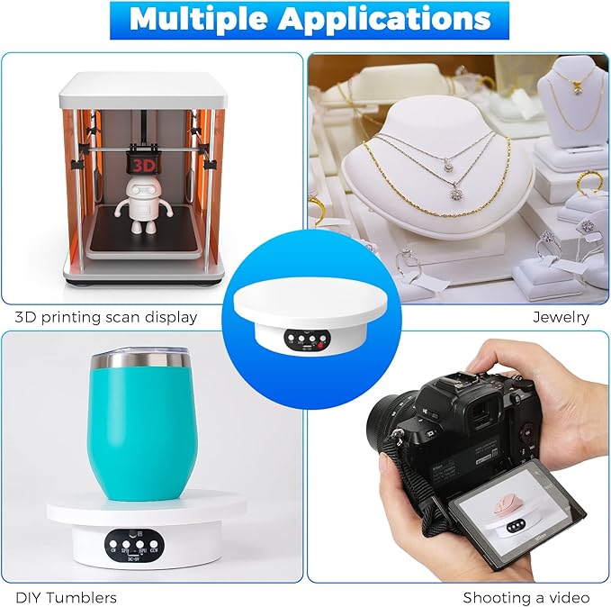 Remote Control Motorized Rotating Display Stand for Epoxy Glitter Tumbler, Cup Display Turner, 360 Electric Rotating Photography Turntable for Crafts Jewelry Display, Motorized Lazy Susan