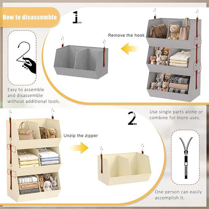 Hanging Closet Organizer, Closet Organizers and Storage, Hanging Closet Organizer Extra Large - Fabric Closet Hanging Organizer for Home, Dorm, Rv,Handbags, Underwear, Sock. Beige - 1 Pack