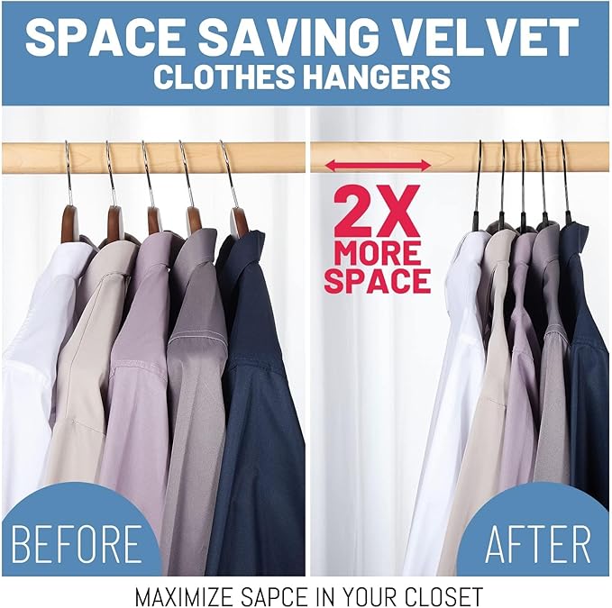 HOUSE DAY Black Velvet Hangers 120 Pack, Non Slip Felt Hanger, Slim Velvet Clothes Hangers for Suits, Shirt, Heavy Duty Coat Hanger for Closet