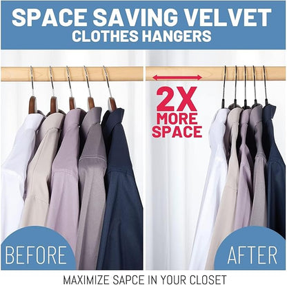 HOUSE DAY Black Velvet Hangers 120 Pack, Non Slip Felt Hanger, Slim Velvet Clothes Hangers for Suits, Shirt, Heavy Duty Coat Hanger for Closet