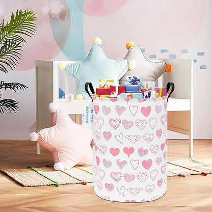 Laundry Basket Canvas Fabric Collapsible Organizer Basket for Storage Bin Toy Bins Gift Baskets Bedroom Clothes Children Nursery Hamper (Angel Heart)