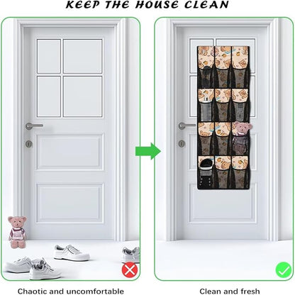 Kawaii Capibala Over The Door Organizer for Dorm Room Essentials,Easy to Install Shoe Organizer Door Hanger for Living Room,Mesh Pockets with 4 Metal Hook