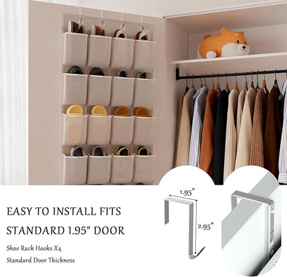 homyfort Over the Door Shoe Organizer, 24 Large Breathable Mesh Pocket,Space Saving Hanging Shoe Rack,Shoe Storage Holder for Entryway Bedroom Closet