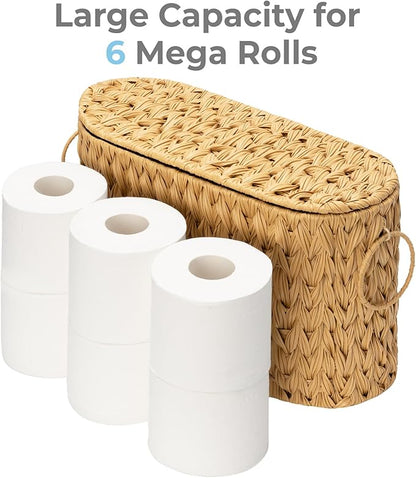 GRANNY SAYS Toilet Paper Storage Basket with Lid and Handle, Decorative Toilet Paper Holder, Waterproof Bathroom Organizers and Storage, Wicker Basket for Bathroom Storage