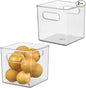 iDesign Pantry Storage Bins with Handles - Cube Organizer Bins for Cabinets or Fridge - Set of 2 - Clear