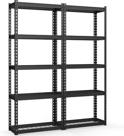 Goplus 5-Tier Metal Shelving Unit, 2 Pack Heavy Duty Wire Storage Rack with Anti-Slip Foot Pads, Height Adjustable Shelves for Warehouse, Kitchen, Living Room, Garage, 12" D x 27.5" W x 66" H