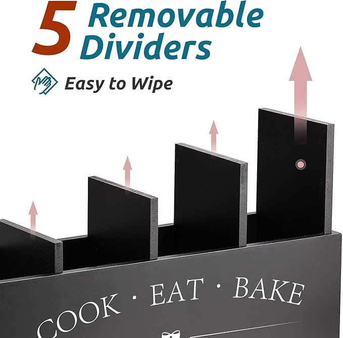 Suli Extra Large Kitchen Utensils Holder with 4 Compartments (Black)