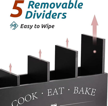 Suli Extra Large Kitchen Utensils Holder with 4 Compartments (Black)