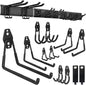 PIYILO Garden Tool Organizer 48 in with 18 Garage Hooks, Heavy Duty Garage Wall Hooks for Hanging Ladder, Bike, Tool Storage Rack for Yard Tools, Shovel, Shed (23 Pack)