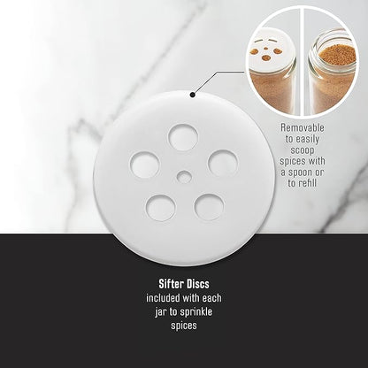 Kamenstein 16 Jar Hourglass Revolving Countertop Spice Rack with Spices Included, FREE Spice Refills for 5 years, Acacia with Stainless Steel Caps