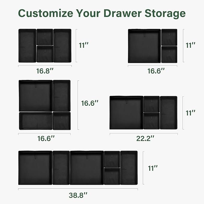 Kootek 16 Pack Drawer Organizer Clothes, Dresser Drawer Organizers for Clothing Fabric Foldable Closet Organizers and Storage Bins for Baby Clothes, Nursery, Underwear, Bras, Socks