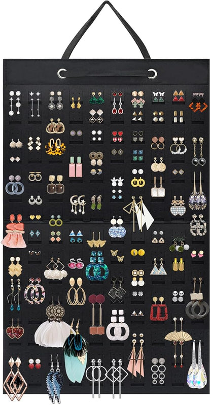 Earring Holder Organizer, Hanging Earrings Storage Display Holds Up to 300 Pairs for Women Girls-Black 1 Pack
