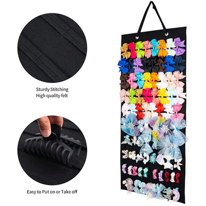 Large Hair Clip Organizer for Teen Girls - Claw Clip Storage for Wall, Door, Closet (Black-A)