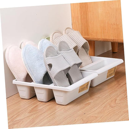 Ipetboom Plastic Upright Shoe Box Organizer with Groove Design Dustproof Storage Holder for Home Stackable White Shoe Container for Tidy Space Saving