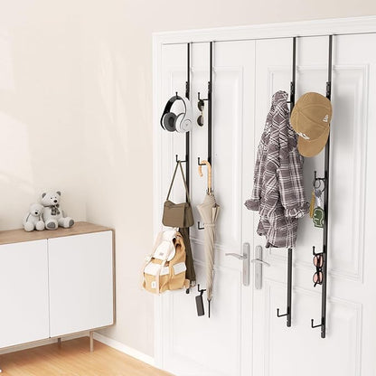 HapiRm Over Door Hat Rack - 4 Packs Metal Hanging Hat Organizer with 16 Hooks Design, Baseball Cap Hanger Organizer Storage Holds up to 80 Caps for Door, Bedroom, Closet