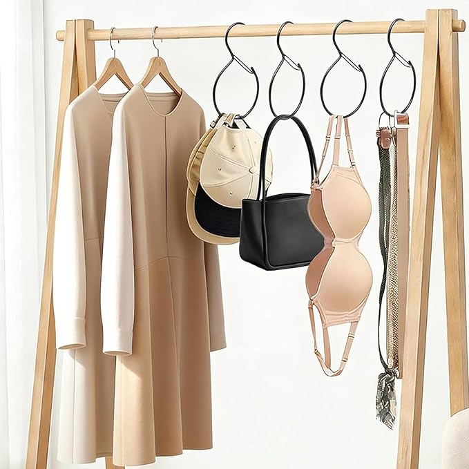 Belt Hanger for Closet, Metal Rust-Proof Belt Rack, Scarf Hanger, Hat Hanger, Tie Hanger, Ideal for Organizing Belts, Ties, Scarves, Hats, and Bags in Your Wardrobe (6 Pack)