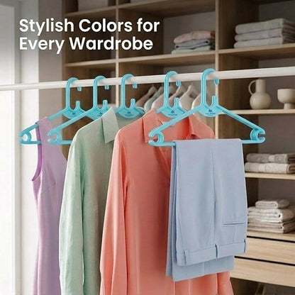 Polypropylene Cloth Hanger Pack of 12 - Heavy Duty Plastic Hanger for Wardrobe, Space Saving Clothes Hanger for Closet, Anti-Slip Hanger Cloth Plastic, Mint Granite Green (12 Count)