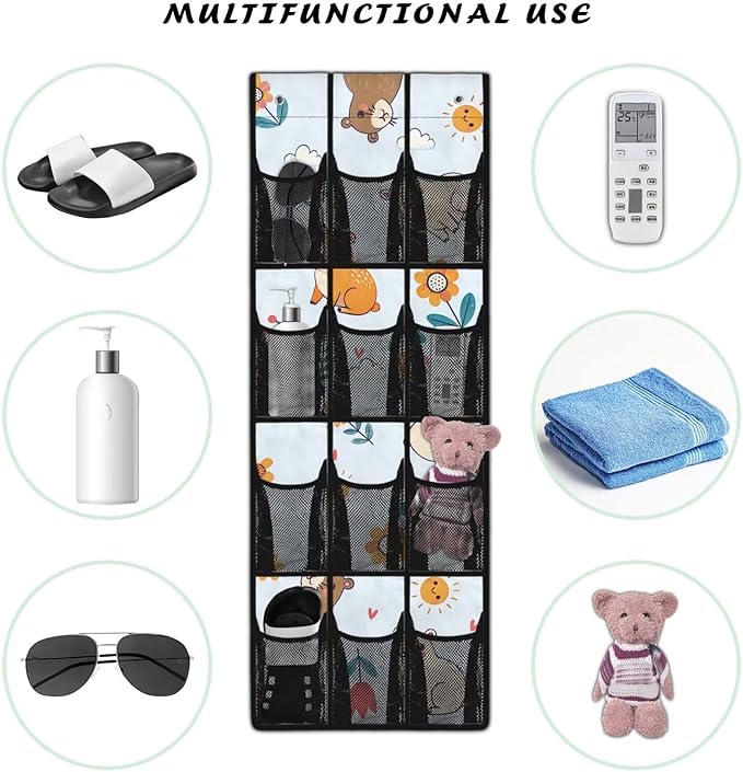Seal Over The Door Shoe Organizer,12 Compartment Breathable Mesh Pocket Over the Door Hanging Shoe Organizer,Closet Shoe Organizer,Large Men's and Women's Shoe Organizer