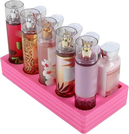 Polar Whale Lotion and Body Spray Stand Organizer Tray Pink Durable Foam Washable Waterproof Insert for Home Bathroom Bedroom Office 12 x 6 x 2 Inches 10 Slots