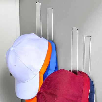 Yosoo Baseball Hat Rack, Sturdy Acrylic Wall Mounted Hat Hook for Bedrooms, Living Room, Easy Installation (Transparent)