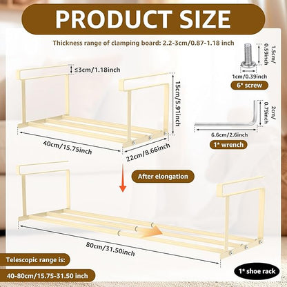 Shoe Storage Rack Retractable, Space Saving Hanging Shoe Organizer Shelves, Expandable Hanging Shoe Rack Organizer for Pantry, Laundry Room, Desk, Cabinet, Bookshelf