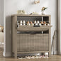 YOMILUVE Shoe Cabinet Storage for Entryway, Fluted Shoe Cabinet with 2 Flip Drawers, Hidden Shoe Rack Tall Freestanding Shoe Organizer with Legs for Hallway, Gray