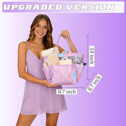 Attmu Mesh Shower Caddy Portable for College Dorm Room Camping Essentials, Shower Caddy Dorm with 9-Pockets, Large Capacity Hanging Basket Bathroom Bag for Toiletry, Swimming, Gym, Camp, Beach