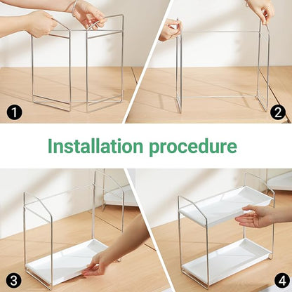 2 Tier Bathroom Organizer Countertop,Vanity Organizer,Tool-Less Installation Vanity Shelf Small Plastics Countertop Makeup Tray Skincare Perfume Organizers