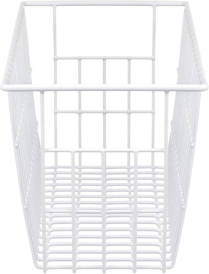 iPEGTOP Freezer Baskets, Set of 4 Farmhouse Metal Wire Basket Freezer Storage Wire Baskets Organizer Wire Storage Basket for Kitchen Pantry Organizer Bins (White)