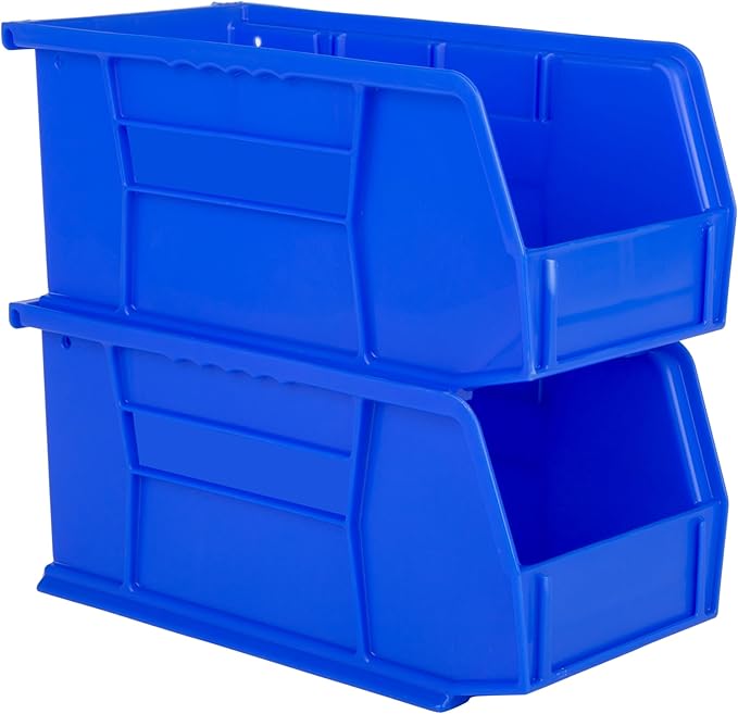 Hudson Exchange 11" x 5-1/2" x 5" (12 Pack) Plastic Stackable Storage Bin and Hanging Container, Blue