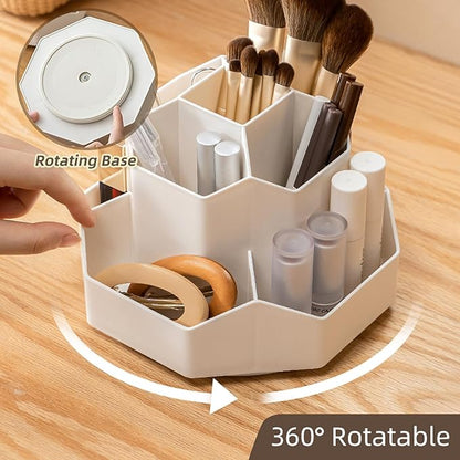 360° Rotating Makeup Brush Holder Organizer with 9 Slots, Makeup Organizers Countertop, Makeup organization and Skincare Storage for Vanity, Desktop, Bathroom (WHITE)