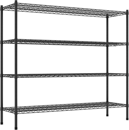 Commercial NSF Listed Black Epoxy Stationary Wire Shelving Kit 18" x 60" x 54", with 4 Shelves Perfect for Warehouse, Walk-in Refrigerator, Freezer, Grocery Store, Restaurant, Dishroom