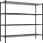 Commercial NSF Listed Black Epoxy Stationary Wire Shelving Kit 18" x 60" x 54", with 4 Shelves Perfect for Warehouse, Walk-in Refrigerator, Freezer, Grocery Store, Restaurant, Dishroom