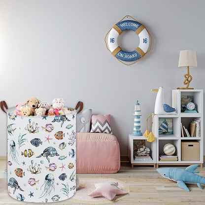 Kids Laundry Hamper,Ocean Laundry Basket Collapsible Boys and Girls Storage Baskets for Home Decor,Office,Toy Organizer,(Ocean)
