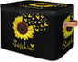 Custom Sunflower Storage Bins with Lid, Foldable Personalized Storage Basket Boxes with Handle Shelf Basket Closet Organizer Cube