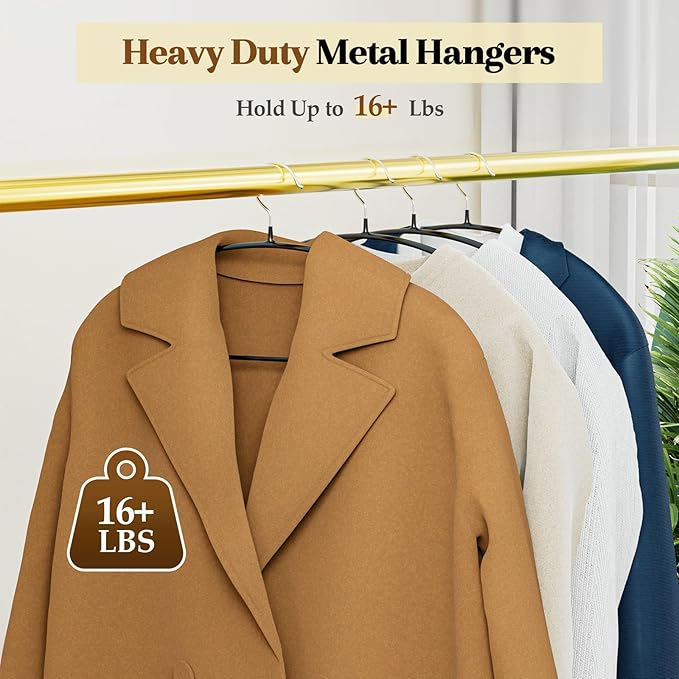 Non-Slip PVC Coating Metal Coat Hangers 40 Pack, Heavy Duty Clothes Hangers, No Shoulder Bumps, Space Saving Hangers for Sweaters, Suits, Shirts, Skirt, Jackets, Black