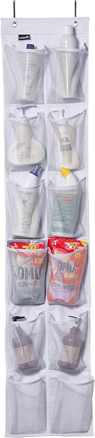MISSLO Heavy Duty Over The Door Storage with 12 Mesh Pockets (White)