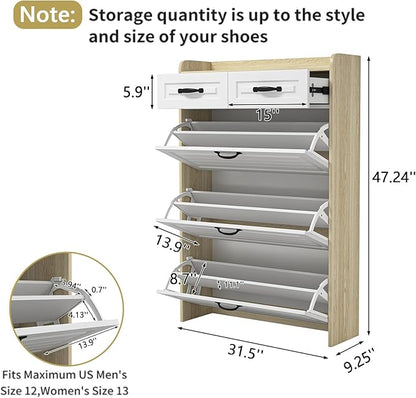 VERYKE Shoe Storage Cabinet for Entryway with 3 Flip Drawers and 2 Top Drawers,Large Shoe Rack Organizer Cabinet for Closet,Hallway