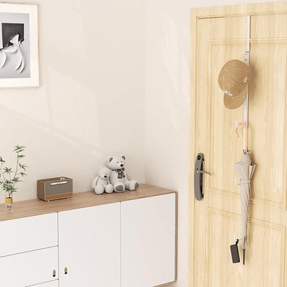 HapiRm Over Door Hat Rack - Hat Organizer with 4 Hooks Design, Hanging Baseball Cap Organizer Storage Holds Up to 20 Caps for Door, Bedroom, Closet(White)