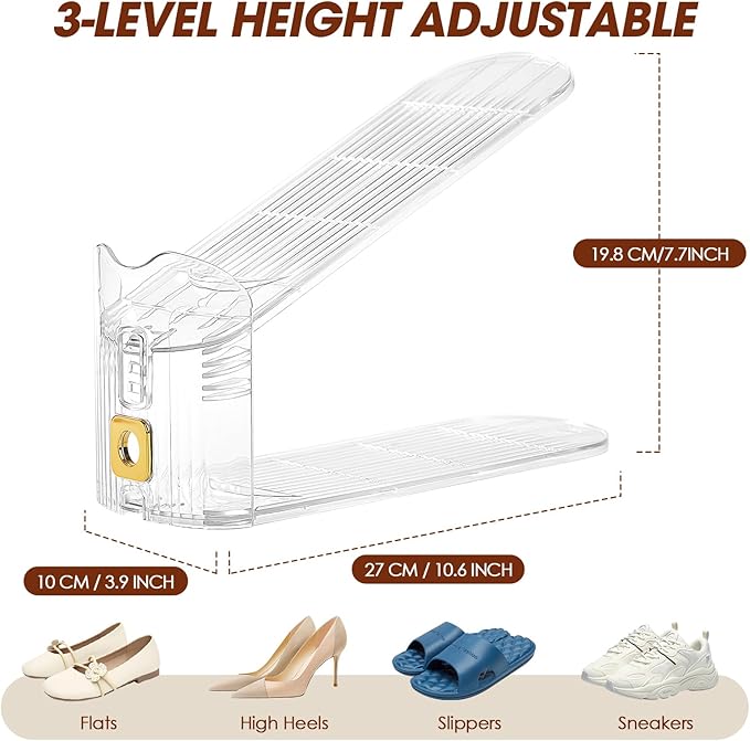 36 Pack Shoe Slots Organizer for Closet, Adjustable Shoe Stackers for a Pair of Shoes Shoe Rack Storage Shoe Space Saver 50% Shoe Shelf Display Holder for Closet