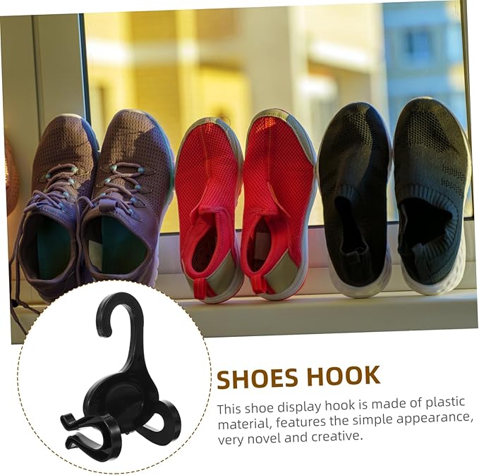 10pcs Slipper Hanger Hooks for Shoes Storage Vertical Shoe Display Organizer Space-Saving for Home Store Hotel Black Design