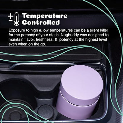 nugbuddy Mini Airtight Storage Container - Vacuum Sealed Insulated w Nested Glass Jar - UV Protection, Temperature Controlled Stainless - Whiteboard Finish w Marker Included - 100 ml (1/4 Oz)
