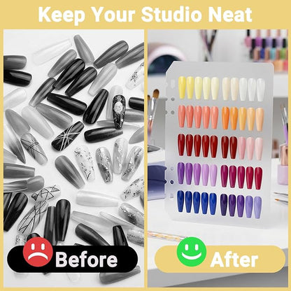 Segbeauty Nail Polish Display Storage with A5 Zipper Binder, Press on Nails Sample Swatches with 240 Fake Nail Tips, Nails Color Sample Book with Adhesive Tape, Manicure Salon Art Accessories, Yellow