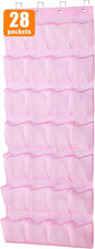 MISSLO Kids Over the Door Shoe Organizer Pink Hanging Shoe Rack Baby Toddler Hanging Shoe Organizer Cute Shoe Holder Girl Room Decor 28 Pockets