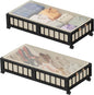 efluky 2-Pack Bamboo Under Bed Storage with Wheels, Rolling UnderBed Storage Basket with Large Dust Bag, Under Bed Storage Containers for Bedroom, Dorm and Basement, Black