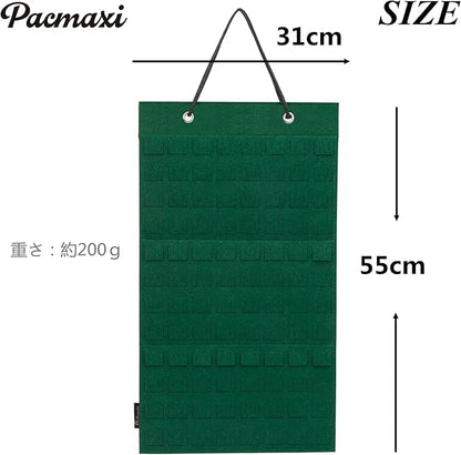 PACMAXI Hanging Brooch Pin Organizer, Display Pins Storage Case, Brooch Collection Storage Holder, Holds Up to 96 Pins.(Not Include Any Accessories) (S-96 Slots, Green, Small)