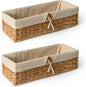 Tank Topper Storage Baskets - Woven Wicker Basket for Toilet Paper Holder, Baskets for Vanity, Bathroom, Pantry Organizing, or Coffee Table Decor Pack of 02 Waterhyacinth