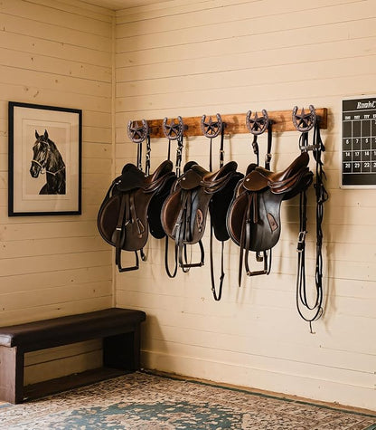 Cowboy Hat Hanger Wall Mount, 6 Pack Cowboy Hat Rack, Bridle Hook for Tack Room, Metal Horseshoe Hook, Horseshoe Decor, Western Hat Hook for Wall, Hat Holder for Entryway Closet, Cowboy Gifts