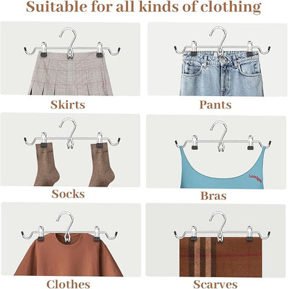 Pants Hangers Space Saving,Stackable Skirt Hangers with Clips, Hanging Closet Organizer and Storage,Clothes Hangers, College Dorm Essentials Apartment Essentials- 24 Pack